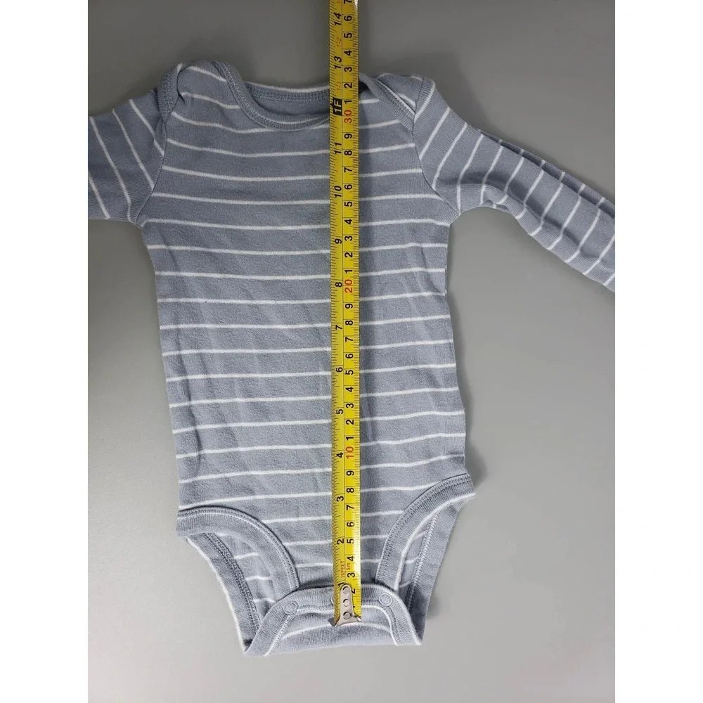 Carters Baby Bodysuit 3M‎ Blue White Stripe Long Sleeve Onesie